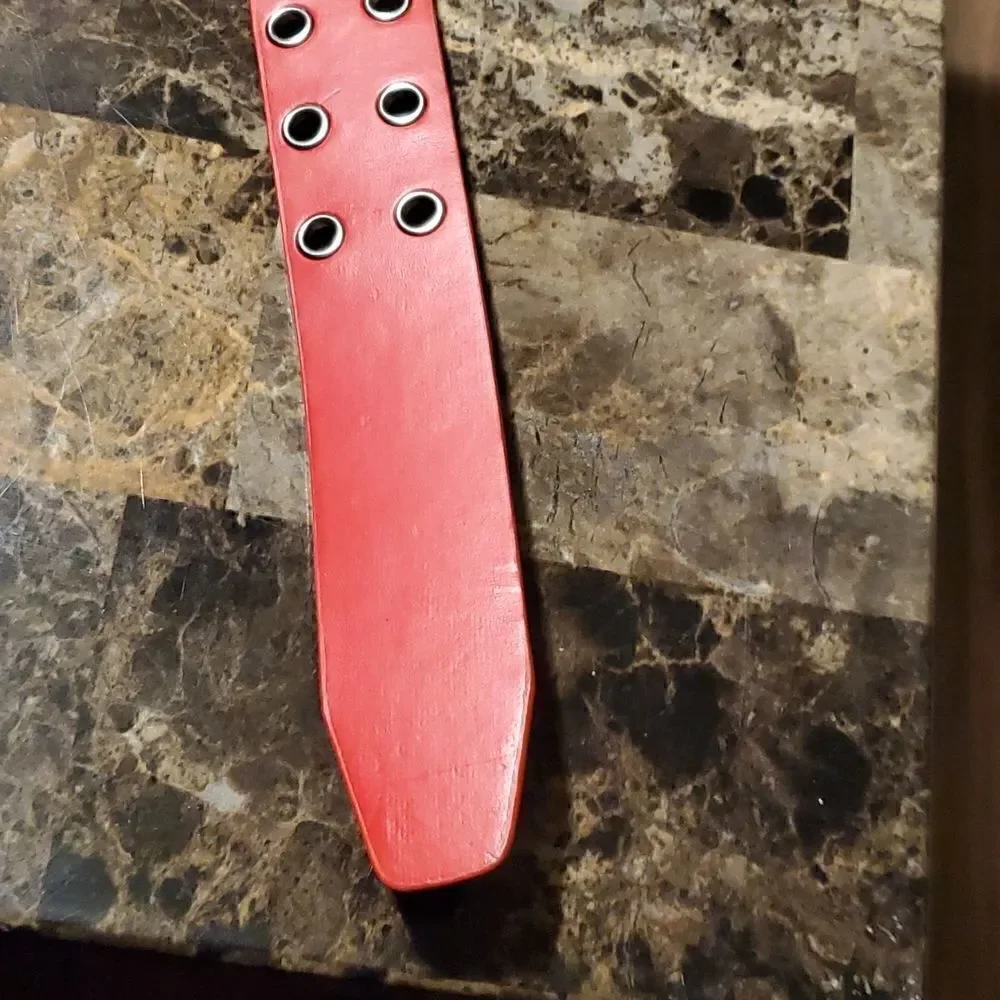 1.5 inch wide red riveted belt